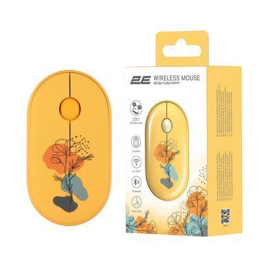 2E Миша MF300 FLORA:POPPY Silent WL BT, жовтий (374322) 2E-MF300WFLORAYW фото
