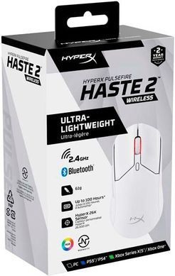 HyperX Мишь Pulsefire Haste 2 WL, White 6N0A9AA фото