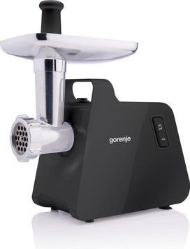 Gorenje М'ясорубка, 2000Вт, 2,6кг/хв, 2 решітки, пластик/метал, чорний (380906) MG2001SB фото