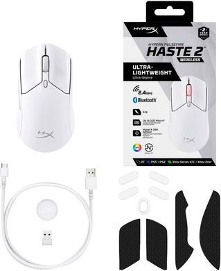 HyperX Мишь Pulsefire Haste 2 WL, White 6N0A9AA фото