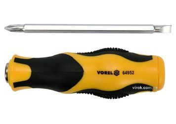 Отвертка-держатель VOREL двухсторонняя, PH2 х SL6 мм, CrV, L=115 мм