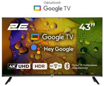 2E Телевизор 43" LED 4K 60Hz Smart Google TV Black 2E-43A07KU фото
