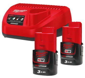 Енергокомплект MILWAUKEE, M12 NRG-302 (+ заряд.пристрій, 2 акум.Х 3Аг)