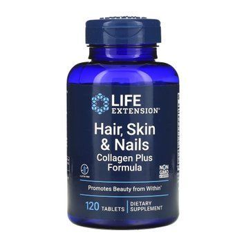 Life Extension Hair, Skin & Nails Collagen / Пептиды коллагена для волос, кожи и ногтей 120 табл