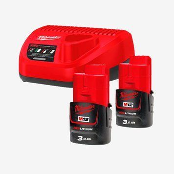 Енергокомплект MILWAUKEE, M12 NRG-302 (+ заряд.пристрій, 2 акум.Х 3Аг)