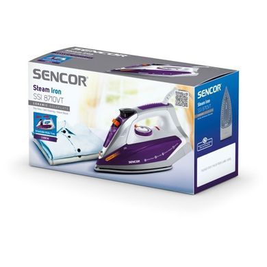 Утюг Sencor, 2400Вт, 200мл, паровой удар -120гр, постоянный пар - 25гр, Anti-calc, керам. подошва, фиолетовый SSI8710VT фото