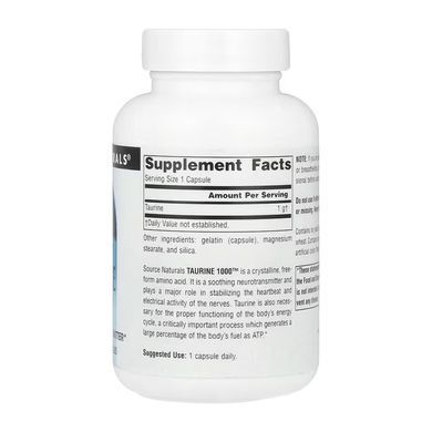 Taurine 1000&trade; 1000 mg - 60 caps Source Naturals