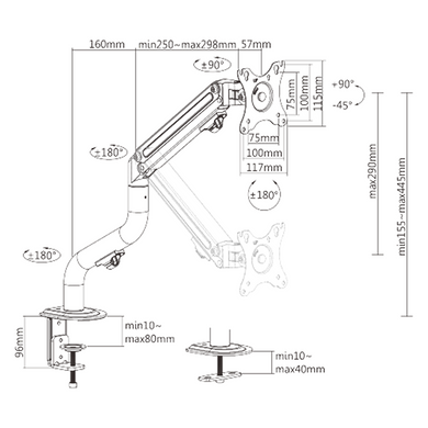 Кронштейн настільний Brateck LDT71-C012N, 17"-32", до 8 кг BRATECK LDT71-C012N 3723490 фото