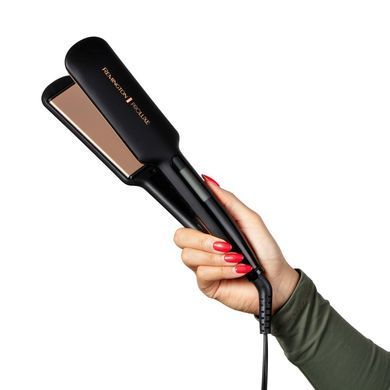 Remington Випрямляч PROluxe Midnight Wide Plate Straightener, темп.режимов-9, 150-230С, чохол, дісплей, кераміка, чорний (382576) S9150B фото