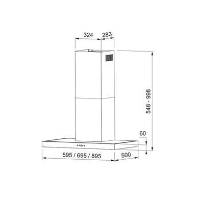 Faber Витяжка Т-подібна, 60см, 1180м.куб/год, TSP X A60 2LS, нерж (384265) 325.0568.817 фото
