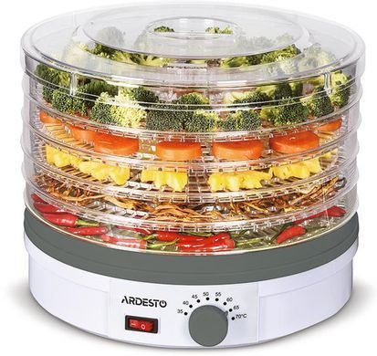 Сушилка для продуктов ARDESTO FDB-5320, 245Вт, поддонов -5x3см, диаметр-32см, макс-70&deg;С, рег.темп, пластик, белый (309798) FDB-5320 фото