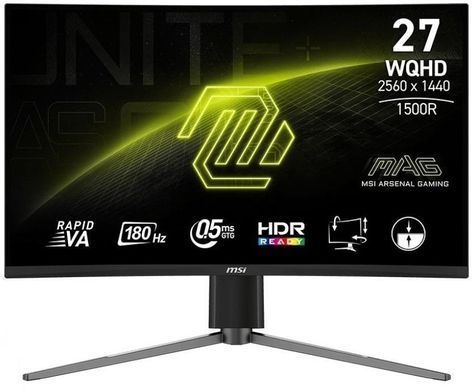 Монітор MSI 27" MAG 27CQ6PF 2xHDMI, DP, Audio, VA, 2560x1440, 180Hz, 0.5ms, sRGB 105%, CURVED, AdaptiveSync, HAS (385723) 9S6-3CD94M-028 фото