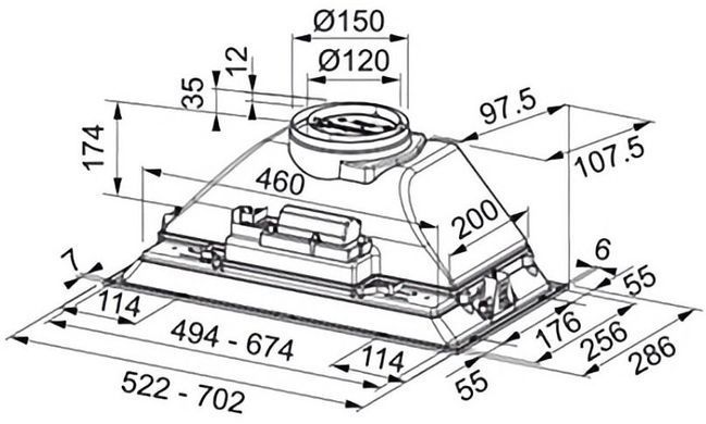 Franke Вытяжка встраиваемая Inca Smart, 70см, 500м3ч, FBI705BK, черный матовый 305.0689.925 фото