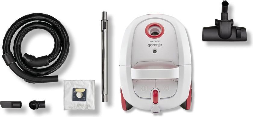 Gorenje Пилосос мішковий, 850Вт, конт пил -3л, HEPA, телескоп трубка, білий (375078) VCE21SFWR фото