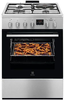 Electrolux Плита комбинированная 3 газ + 1 электро, 58л, 60x60см, дисплей, конвекция, пар, нерж LKM660222X фото