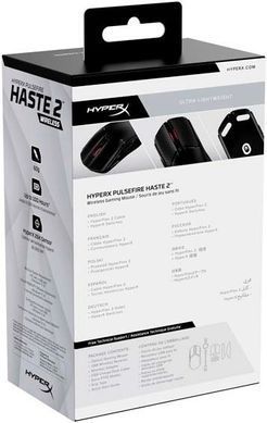 HyperX Миша Pulsefire Haste 2 WL, Black (365029) 6N0B0AA фото