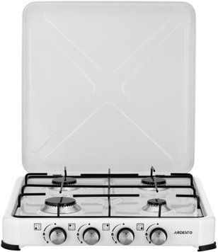 Плитка настольная газовая ARDESTO GTC-NS4014W, тип газа LPG, 4 алюмин. горелки, эмалированный. корпус, крас. решетка, крышка, цвет: белый (357768) GTC-NS4014W фото
