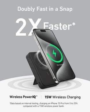 Портативний зарядний пристрій Anker MagGo 10000 mAh Qi2 15W + USB-C PD 27W Black (6962726)