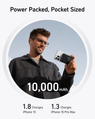 Портативний зарядний пристрій Anker MagGo 10000 mAh Qi2 15W + USB-C PD 27W Black (6962726)