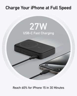 Портативний зарядний пристрій Anker MagGo 10000 mAh Qi2 15W + USB-C PD 27W Black (6962726)