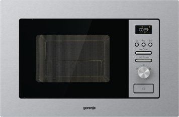 Gorenje Печь микроволновая, встраиваемая, 20л, 800Вт, гриль, дисплей, нерж BM201AG1X фото