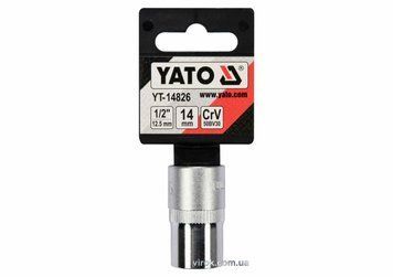 Головка торцева YATO : квадрат 1/2", SPLINE M14 мм, L= 38 мм. CrV