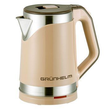 Электрочайник Металл - EKS-1857SB, 2,0л, 1500-1700Вт, бежевый, диск (GRUNHELM) 108851 фото