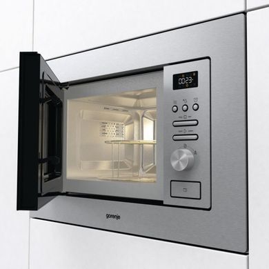 Gorenje Піч мікрохвильова, вбудовувана, 20л, 800Вт, гриль, дисплей, нерж (355511) BM201AG1X фото