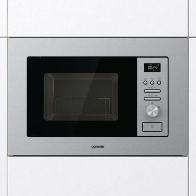 Gorenje Піч мікрохвильова, вбудовувана, 20л, 800Вт, гриль, дисплей, нерж (355511) BM201AG1X фото
