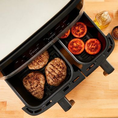Tefal Мультипіч на 2 чаші Dual Easy Fry & Grill Air Fryer, 2700Вт, чаша-8,3 (5,2+3,1)л, сенсорне керування, 8 програм, гриль, пластик, нерж. сталь (371393) EY905D10 фото