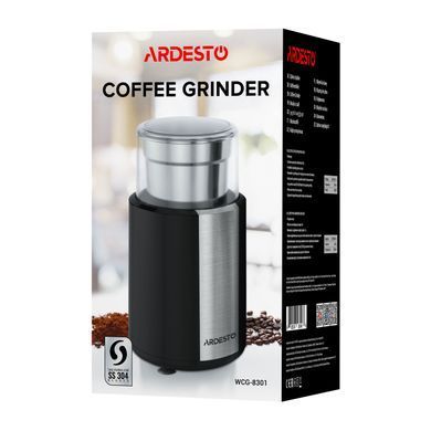 Кофемолка роторная ARDESTO 200Вт, объем зерен-60г, пластик/металл, черный (307991) WCG-8301 фото