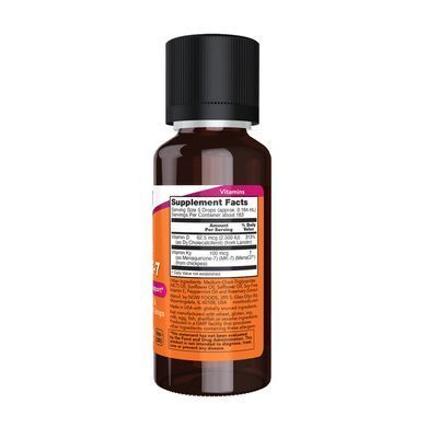 NOW Foods, вітамін D3 та MK-7 у рідкій формі,30 мл (1 унція)