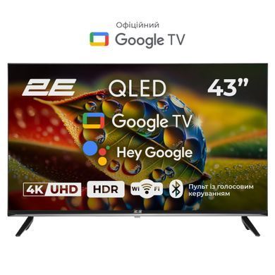 2E Телевизор 43" QLED 4K 60Hz Smart Google TV Black 2E-43A77Q фото