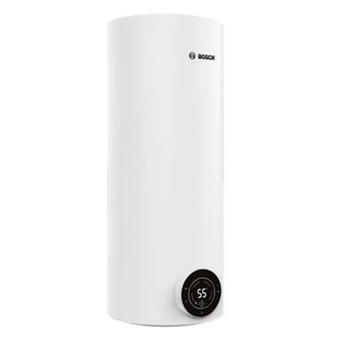 Бойлер BOSCH електр. круглий слім Tronic 4000T, 50л, 1,5кВт, сухий тен, вертикальний монтаж, електр. кер-ння, B, білий (389767) 7736507575 фото
