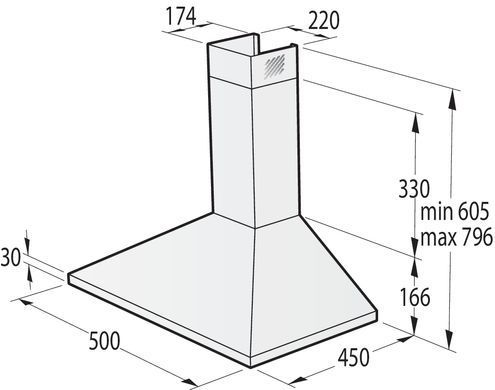 Gorenje Витяжка купольна, 50см, 450м3г, нерж (370077) WHC529E4X фото