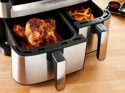 Tefal Мультипіч на 2 чаші Dual Easy Fry & Grill Air Fryer, 2700Вт, чаша-8,3 (5,2+3,1)л, сенсорне керування, 8 програм, гриль, пластик, нерж. сталь (371393) EY905D10 фото
