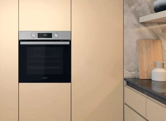 Whirlpool Духовой шкаф электрический, 71л, A+, дисплей, конвекция, телескопические направляющие, нерж OMR58HU1X фото