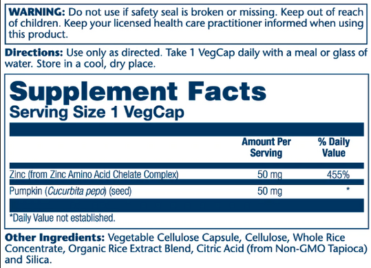 Zinc 50mg - 100 vcaps