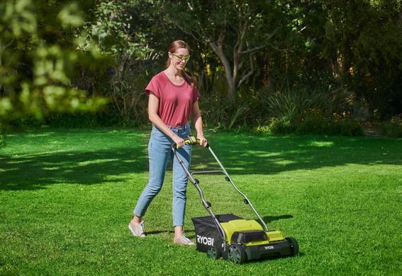 Ryobi Аэратор-скарификатор аккумуляторный ONE+ RY18SFX35A-240 18В акб 2х4А&middot;ч 35см 55л 10кг 5133004549 фото