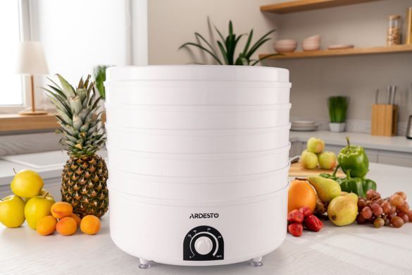 Сушарка для продуктів ARDESTO FDB-5385, 520Вт, піддонів -5x4см, діаметр-38,5см, макс-70&deg;С, рег.темп, пластик , білий (309799) FDB-5385 фото