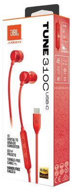 Навушники JBL TUNE 310C USB-C Red (JBLT310CRED) (6995503) JBLT310CRED фото
