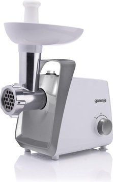 Gorenje М'ясорубка, 1600Вт, 2,2кг/хв, 2 решітки, пластик, білий (383649) MG1601W фото