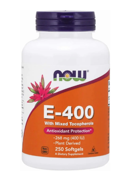 Now Foods E 400 mixed Tocopherols 250 гелевих капсул