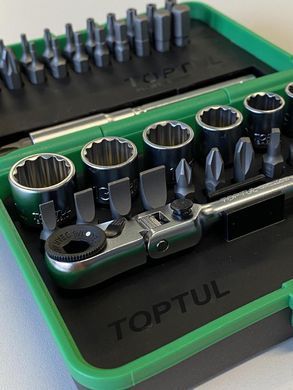 Набір біт і головок з тріскачкою TOPTUL 1/4" 41ед. (12-гр.) GADW4502