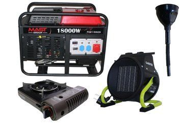 Бензиновый генератор MAST GROUP YH21000S + газовая плитка Orcamp CK-505 + электрический обогреватель Gardyer KYH21000S фото