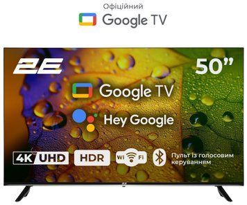 2E Телевизор 50" LED 4K 60Hz Smart Google TV Black 2E-50A07K фото