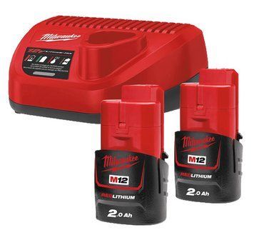 Енергокомплект MILWAUKEE, M12 NRG-202 (+ заряд.пристрій, 2 акум.Х 2Аг)