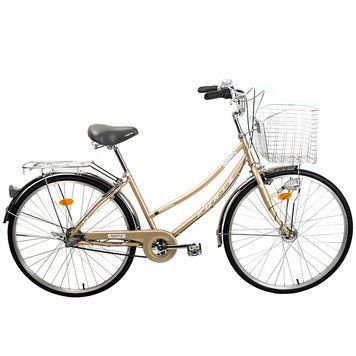 Велосипед FORTE CRYSTAL алюм.рама 17", колеса 26", бежевий + корзинка