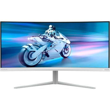 Монітор ігровий вигнутий VA 34",3440*1440,180 Гц,білого кольору PHILIPS 34M2C5501A/00 3730055 фото