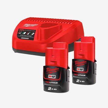Енергокомплект MILWAUKEE, M12 NRG-202 (+ заряд.пристрій, 2 акум.Х 2Аг)